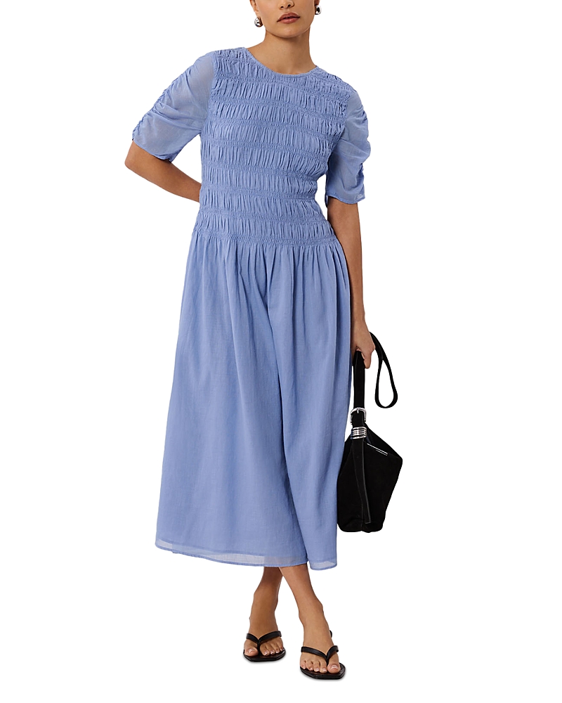 Whistles Petite Shirred Panel Cotton Dress