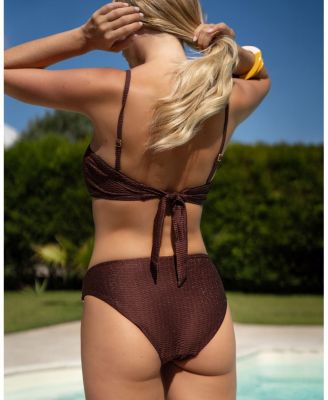 Layla U-Bar Trim Metallic Lowrise Hipster Bikini Bottom