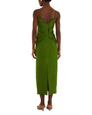 Monstera Leaf Linen Sleeveless Dress