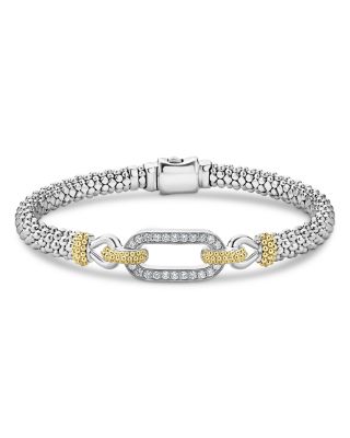 18K Yellow Gold & Sterling Silver Caviar Lux Diamond Clip Caviar Bead Bracelet - Exclusive