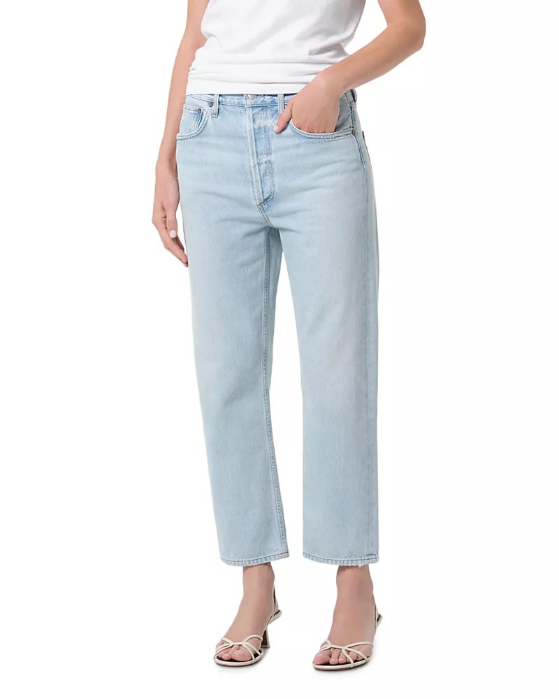 Agolde '90s Mid Rise Cropped Jeans in Distractio