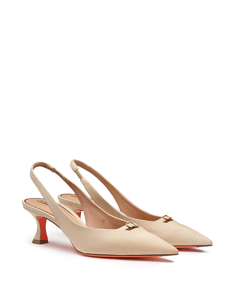 Santoni Women's Patent Leather Mid-Heel Slingback