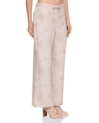 Embroidered Tie Front Pants