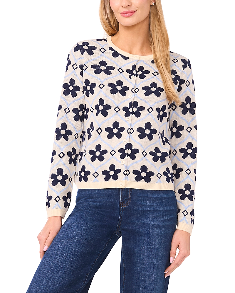 CeCe Floral Jacquard Cardigan