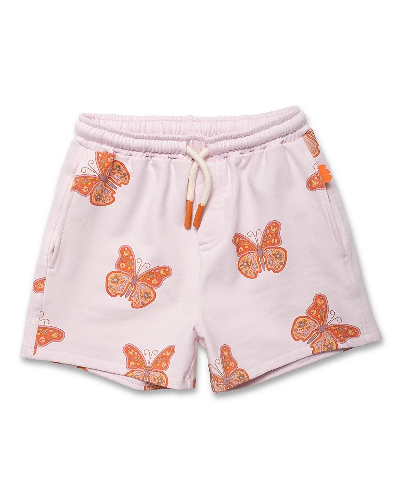Mon Coeur Girls' Recycled Cotton Butterfly Cropped Short - Little Kid, Big Kid