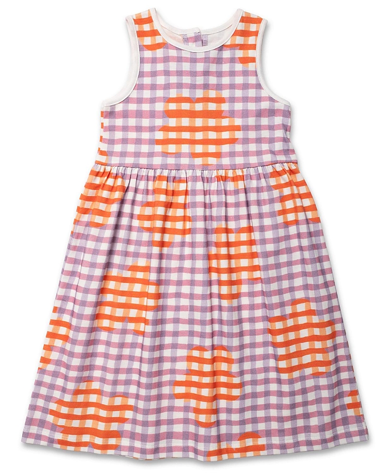Mon Coeur Girls' Recycled Cotton Flower Gingham Tank Dress - Little Kid, Big Kid