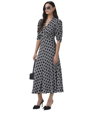 Mia Crepe Polka Dot Midi Tea Dress