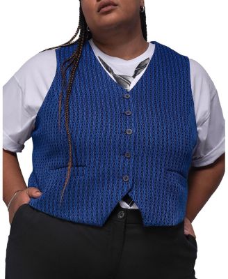 Wildfang Plus The Empower Jacquard Vest In Blue