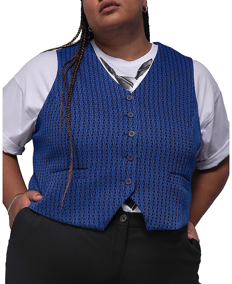 Wildfang Plus The Empower Jacquard Vest In Blue