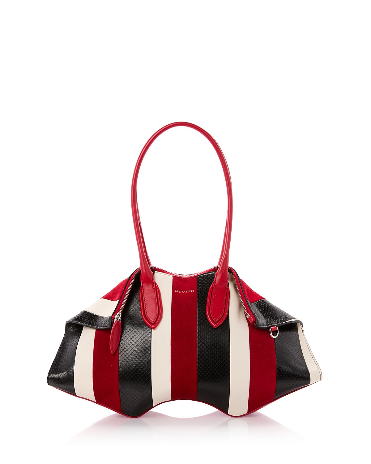 McQueen Intarsia Stripe Leather Handbag