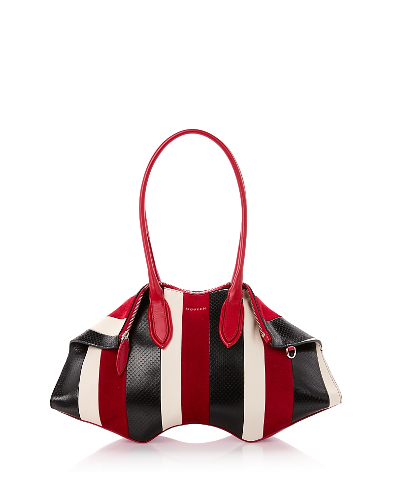 McQueen Intarsia Stripe Leather Handbag