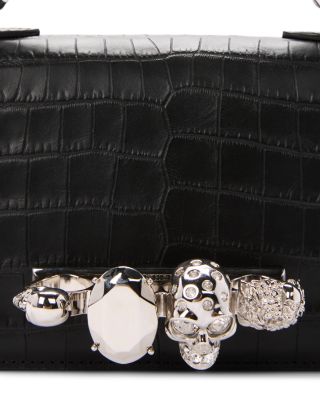 Small Croc Embossed Leather Handbag