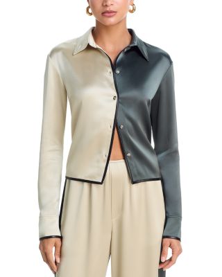 Abria Color Blocked Straight Hem Slim Fit Shirt