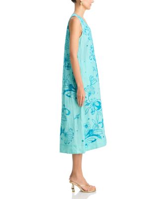 chinese dress ladies Charly linen dress, aqua  BYPIAS