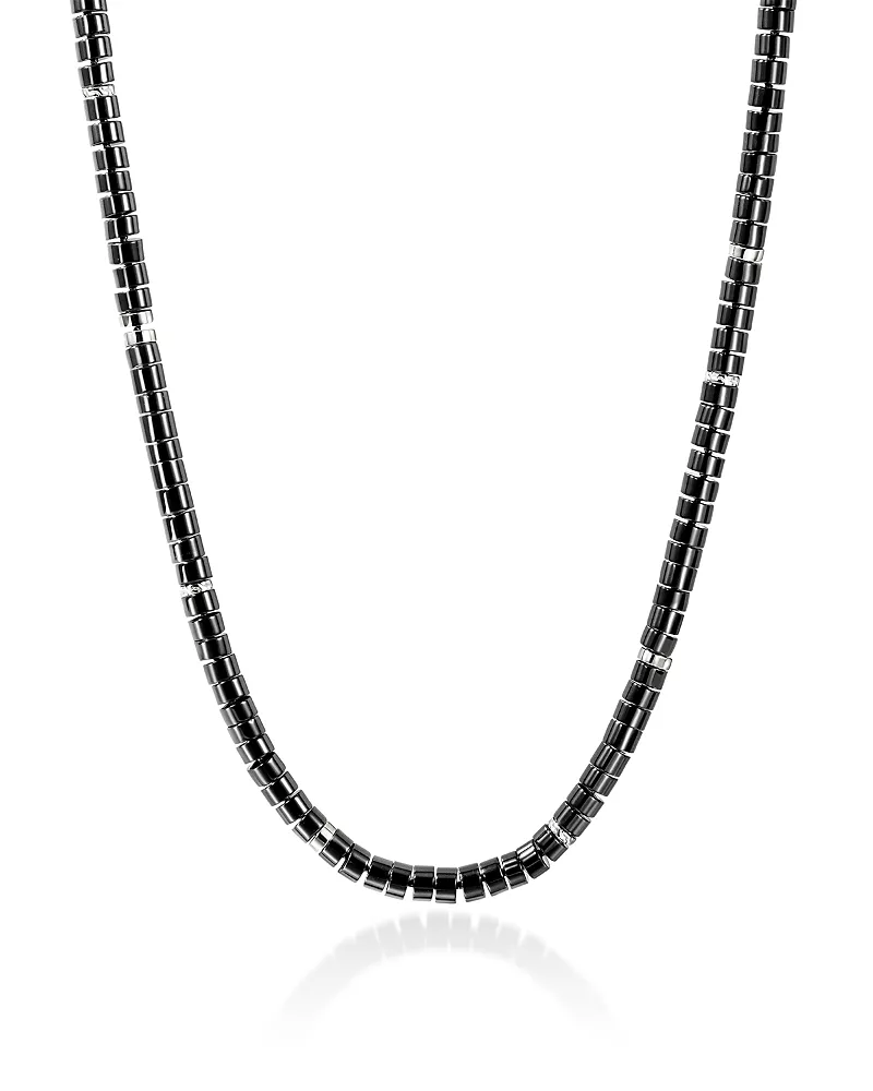 John Hardy Men's Sterling Silver Heishi Onyx Rondelle Necklace, 22
