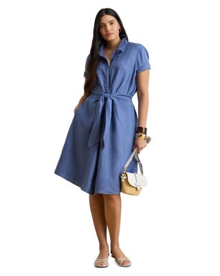 Tie Front Linen Shirt Dress
