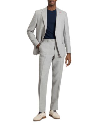 Winfred Modern Fit Solid Light Gray Linen Jacket