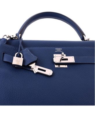 Kelly 32 Handbag Blue Togo with Palladium Hardware