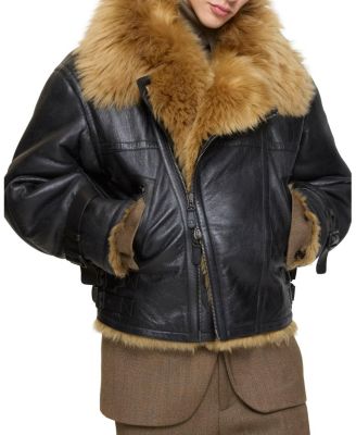  Cropped Shearling Aviator Jacket