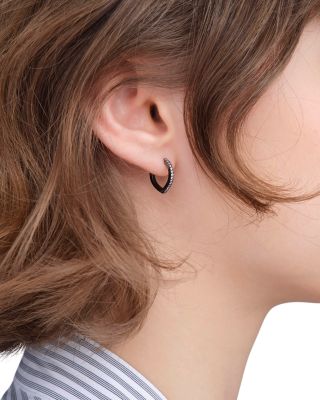 18K Gold Antifer Diamond V Shape Single Hoop Earring