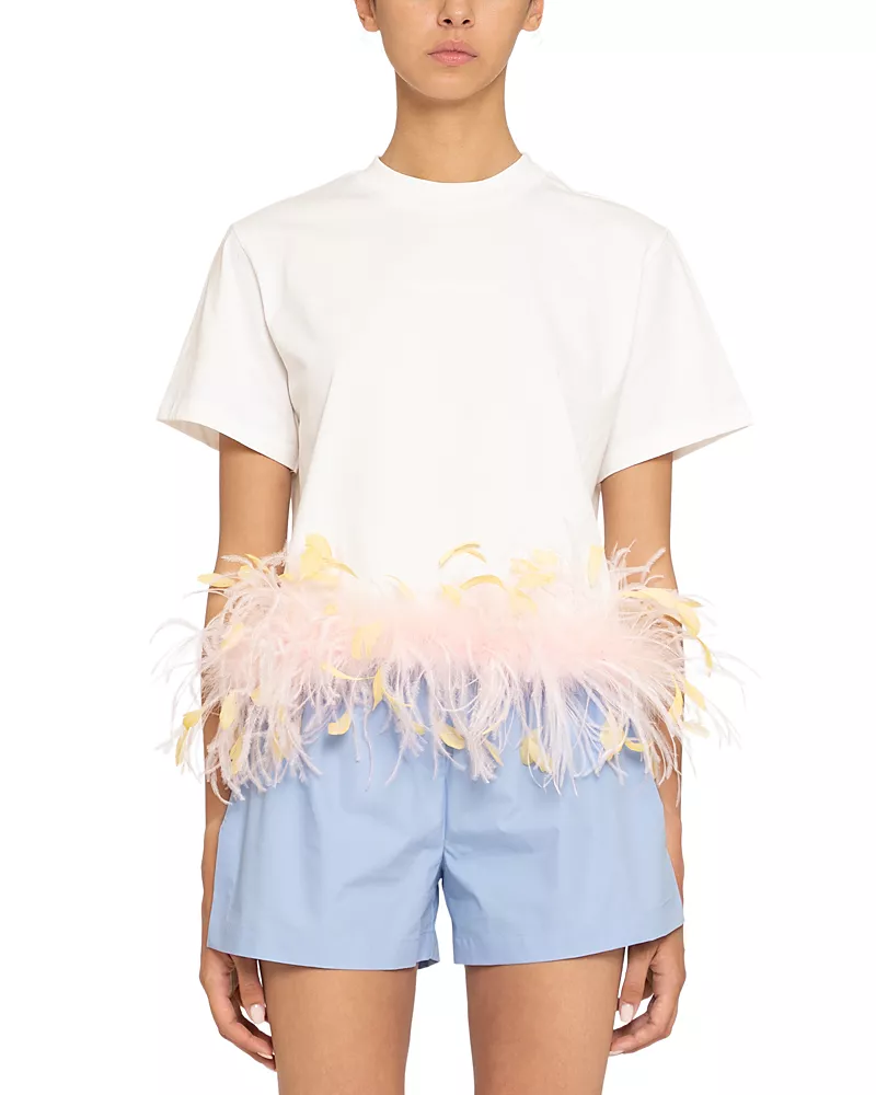 DES_PHEMMES Feather Trim Tee