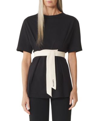 Belted T-Shirt In Cotton And Silk