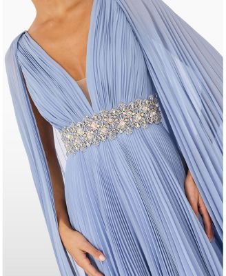  Fesco Embellished-Waist Pleated Maxi Dress