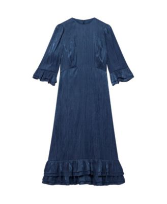  Women's Metallic Ruffled Midi Dress