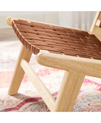 Saoirse Leather Wood Accent Lounge Chair