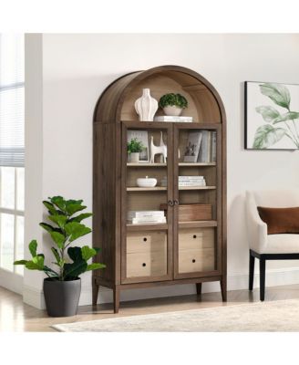 Nolan 74" Tall Wide Arched Storage Display Cabinet