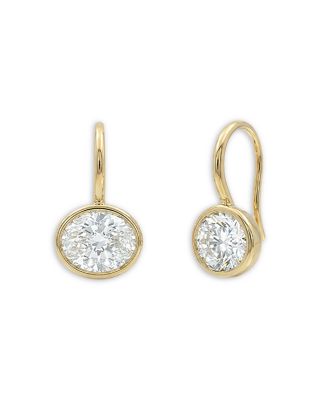 Cubic Zirconia Bezel Drop Earrings