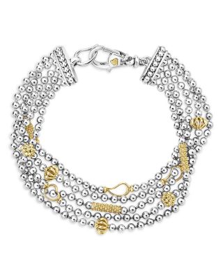 Sterling Silver & 18K Yellow Gold Five Strand Chain Bracelet