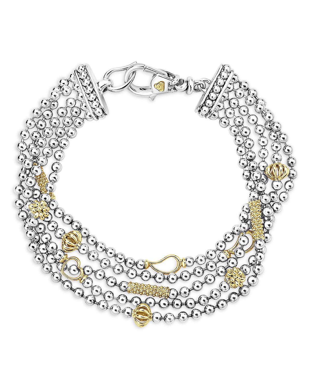 Lagos Sterling Silver & 18K Yellow Gold Five Strand Chain Bracelet