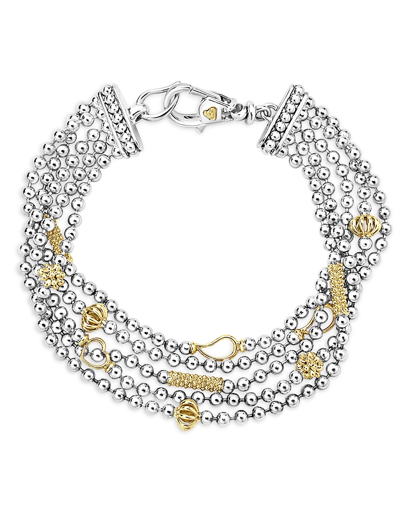 Lagos Sterling Silver & 18K Yellow Gold Five Strand Chain Bracelet