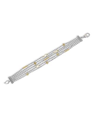Sterling Silver & 18K Yellow Gold Five Strand Chain Bracelet