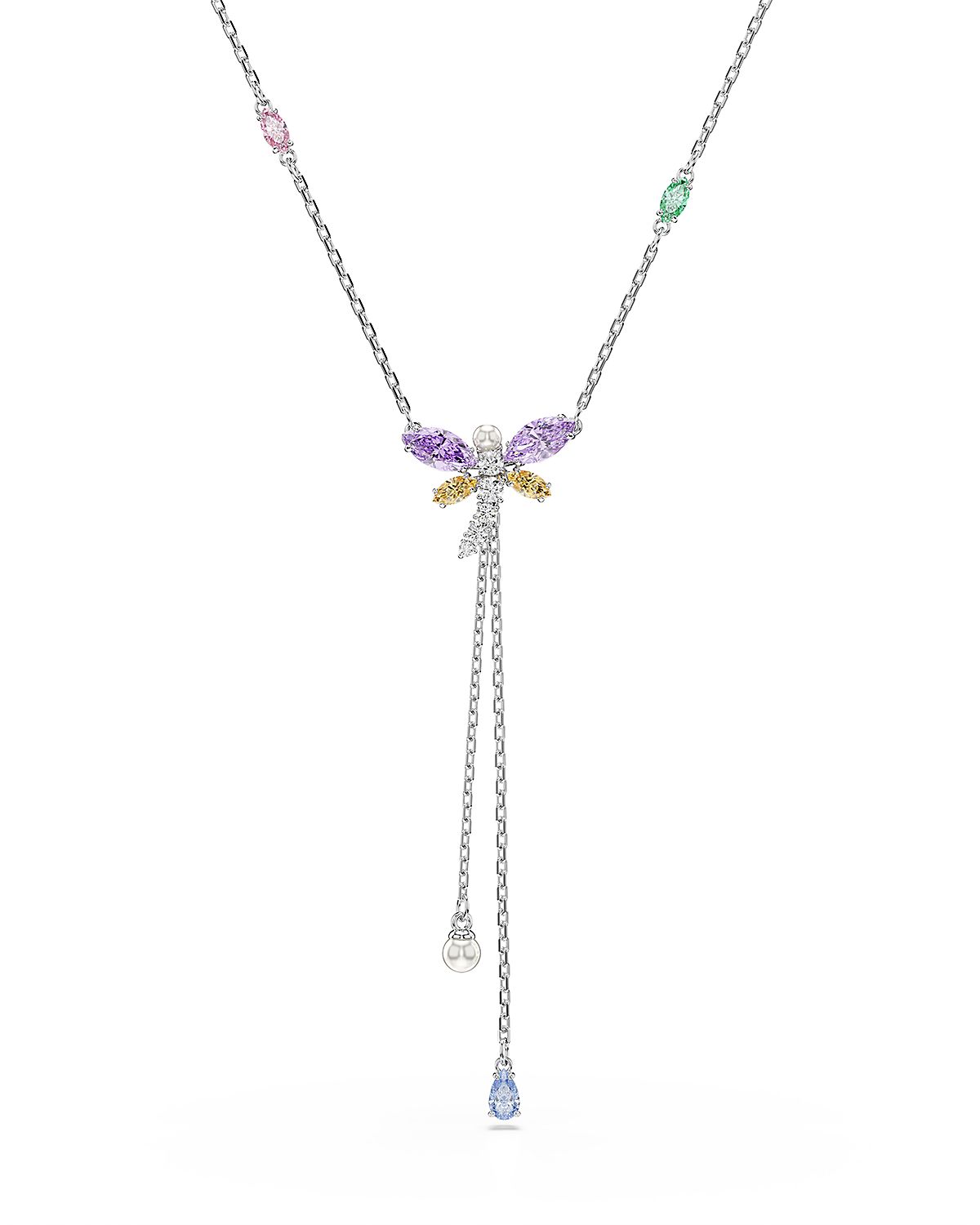 Swarovski Ariana Grande x Swarovski Crystal, Cubic Zirconia & Imitation Pearl Dragonfly Lariat Necklace, 11.75-17.37