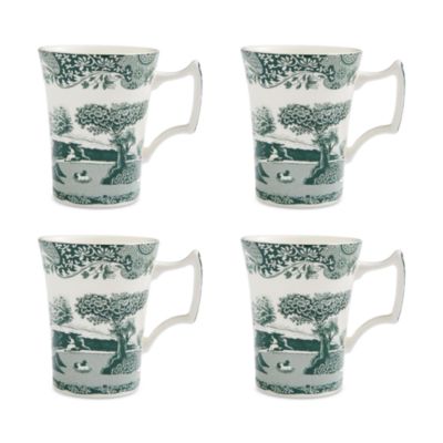 Heritage Green Italian Cottage Mug, Set of 4