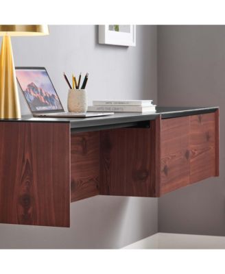  Kinetic 38" Wall-Mount Office Desk With Cabinet and Shelf