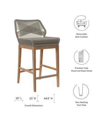 Wellspring Outdoor Patio Teak Wood Bar Stool