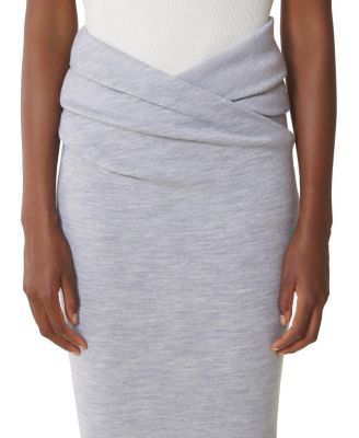 Draped Midi Skirt in Wool