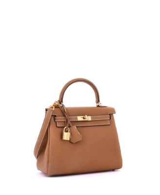 Kelly 25 Handbag Brown Togo with Gold Hardware
