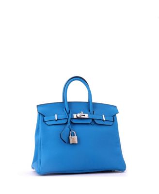 Birkin 25 Handbag Blue Togo with Palladium Hardware