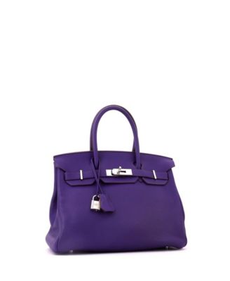 Birkin 30 Handbag Purple Clemence with Palladium Hardware