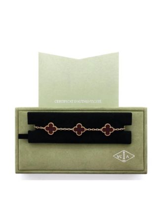  Vintage Alhambra 5 Motifs Bracelet 18K Gold and Carnelian