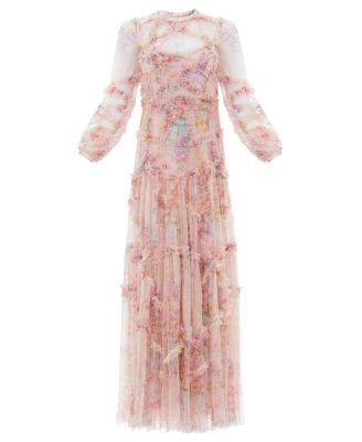 Floral Diamond Ruffle Gown