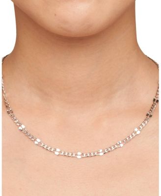 Sterling Silver Figaro Station Link Necklace