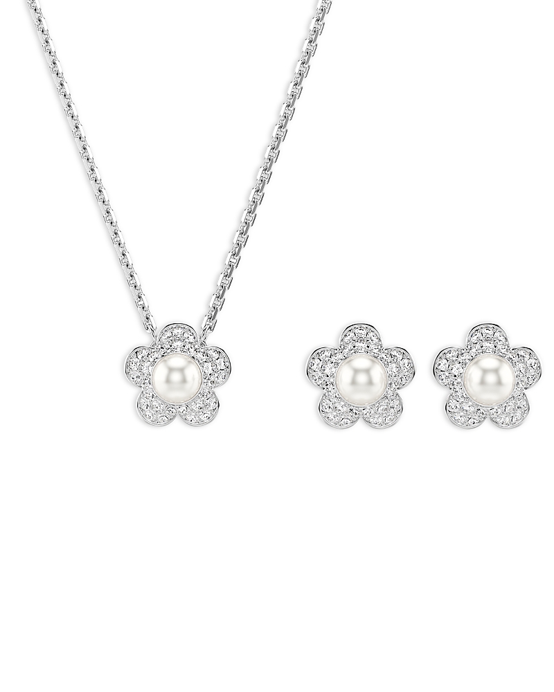 Swarovski Ariana Grande x Swarovski Crystal & Imitation Pearl Flower Pendant Necklace & Stud Earrings Set