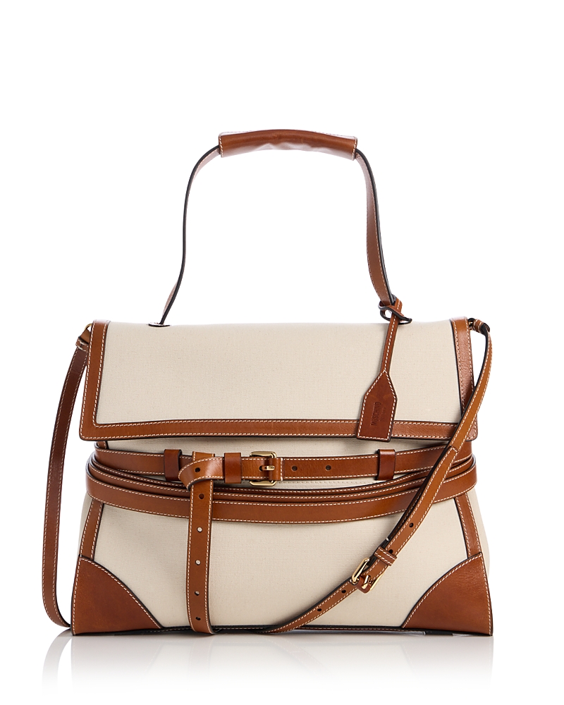 Moschino Tie Me Canvas & Leather Top Handle Bag