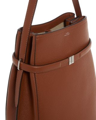 Belted Leather Bucket Bag