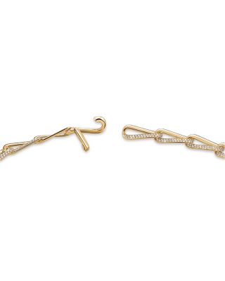 18K Yellow Gold Diamond Elongated Link Necklace, 17.25"